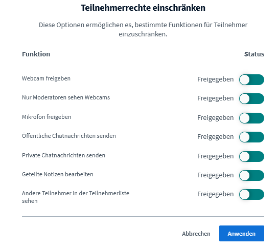 moteilnehmerrechte